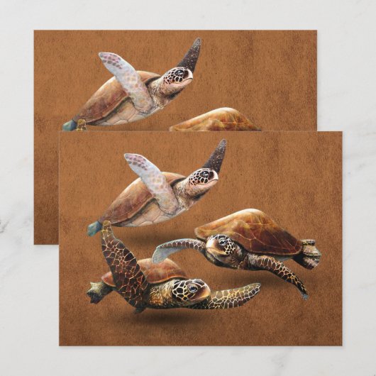 Uitsterven van zee schildpadden bespaart de schild briefkaart (Voorkant / Achterkant)