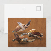 Uitsterven van zee schildpadden bespaart de schild briefkaart (Voorkant / Achterkant)