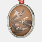 Uitsterven van zee schildpadden bespaart de schild metalen ornament (Links)