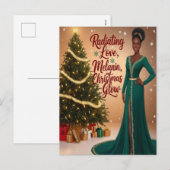 Uitstralende liefde Melanine en kerst gloed Briefk Feestdagenkaart (Voorkant / Achterkant)