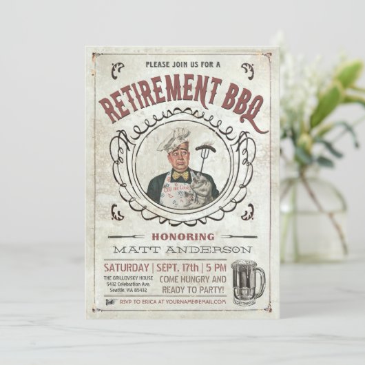 Uittreding BBQ-uitnodigingen v.3 Kaart (Staand voorkant)