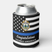 Uittreding van de politieagent op blauwe lijn Logo Blikjeskoeler (Blikje Voorkant)