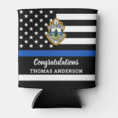 Uittreding van de politieagent op blauwe lijn Logo Blikjeskoeler (Voorkant)