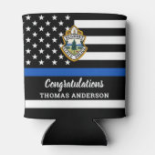 Uittreding van de politieagent op blauwe lijn Logo Blikjeskoeler (Achterkant)