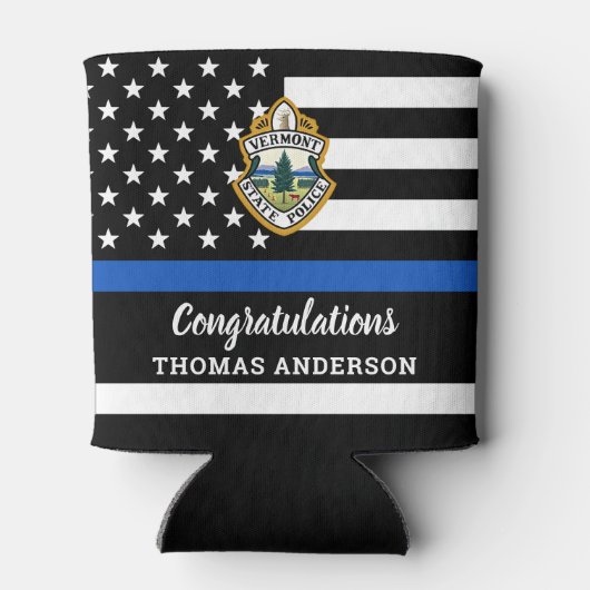 Uittreding van de politieagent op blauwe lijn Logo Blikjeskoeler (Achterkant)