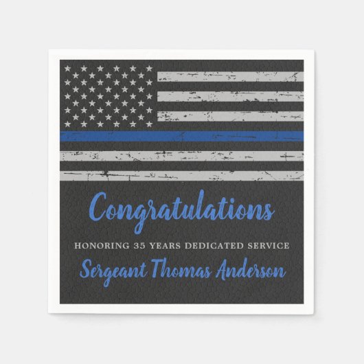 Uittreding van de Thin Blue Line Flag Police Offic Servet (Voorkant)