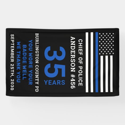 Uittreding van de Thin Blue Line Flag Police Party Spandoek (Horizontaal)