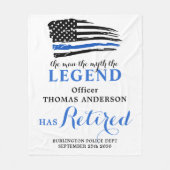 Uittreding van de wettige politieagent op blauwe l fleece deken (Voorkant)