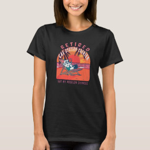 Uittreding van het benzinestation bij kassier t-shirt