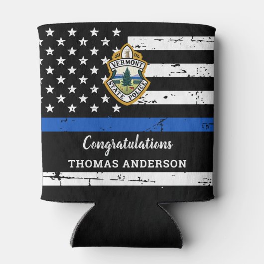 Uittreding van Thin Blue Line Logo Police Officer Blikjeskoeler (Achterkant)