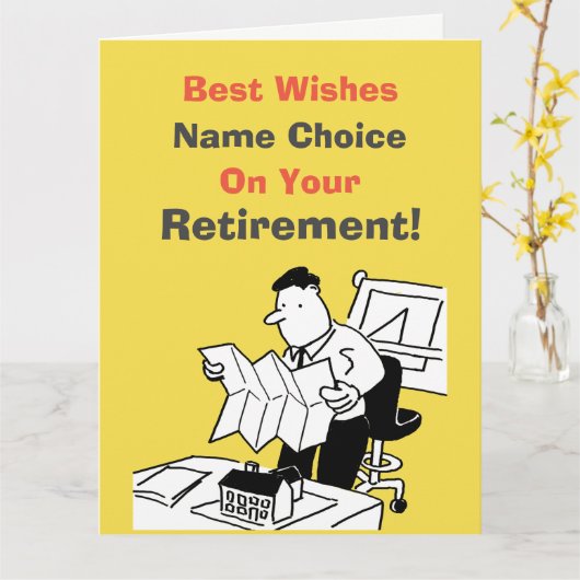 Uittredingskaart voor architect of stadsplanner kaart (Gele Bloem)