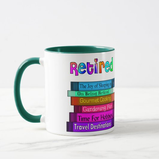 Uittredingskortingen Unieke stapel boekenontwerp Mok (Links)