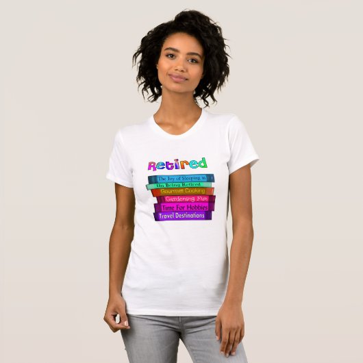Uittredingskortingen Unieke stapel boekenontwerp T-shirt (Voorkant volledig)
