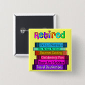 Uittredingskortingen Unieke stapel boekenontwerp Vierkante Button 5,1 Cm (Voorkant /achterkant)