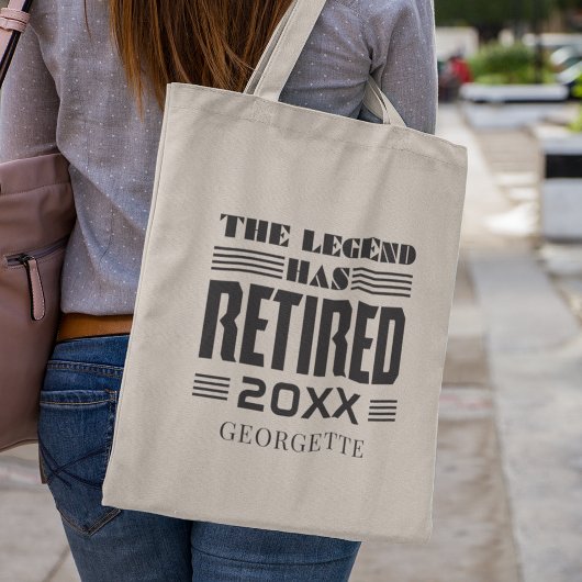 Uittredingslegger op persoonlijke titel in het kad tote bag