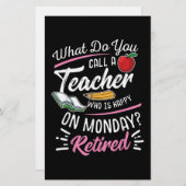 Uittredingsleraar Gepensioneerd leraar Leraar Fijn Briefpapier (Voorkant / Achterkant)