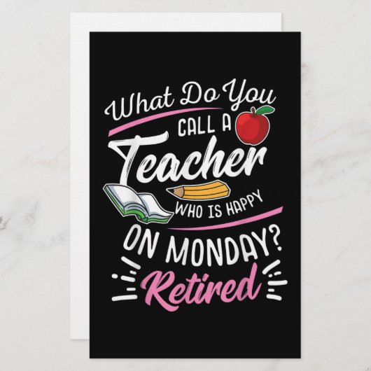 Uittredingsleraar Gepensioneerd leraar Leraar Fijn Briefpapier (Voorkant / Achterkant)