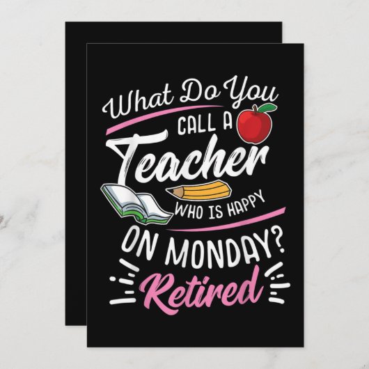 Uittredingsleraar Gepensioneerd leraar Leraar Fijn Kaart (Voorkant / Achterkant)