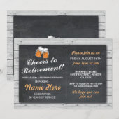 Uittredingspartij Cheers Beers Wood Chalk Invite Kaart (Voorkant / Achterkant)