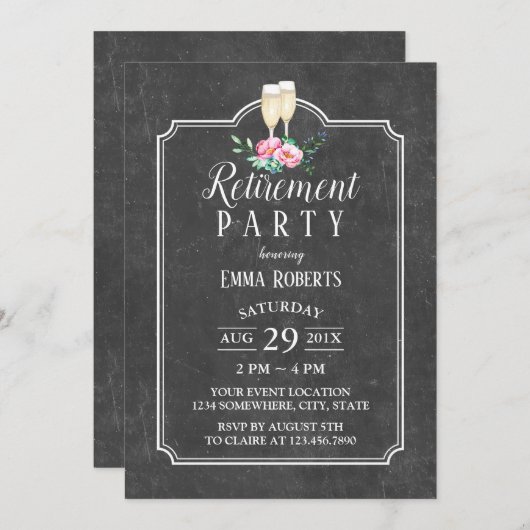 Uittredingspartij Cheers Rustic Chalkboard Kaart (Voorkant / Achterkant)