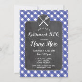 Uittredingspartij nodigt Blue Gingham BBQ Chalk ui Kaart (Voorkant)