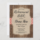 Uittredingspartij nodigt Gingham BBQ Burlap Red ui Kaart (Voorkant)