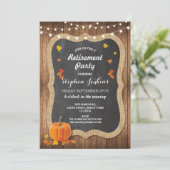 Uittredingspartij Rustic Wood Pumpkin Chalk Invite Kaart (Staand voorkant)