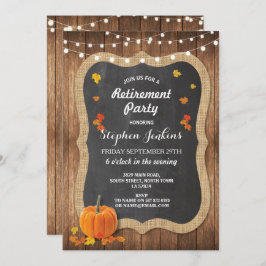 Uittredingspartij Rustic Wood Pumpkin Chalk Invite Kaart