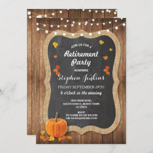 Uittredingspartij Rustic Wood Pumpkin Chalk Invite Kaart