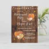 Uittredingspartij Rustic Wood Pumpkin nodigt licht Kaart (Staand voorkant)