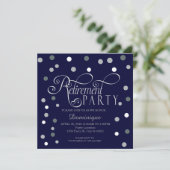 Uittredingspartij, zilver- en Navy-uitnodigingen Kaart (Staand voorkant)