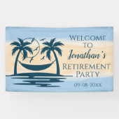 Uittredingsstrand palm Trees Hammock Party Welkom Spandoek (Horizontaal)