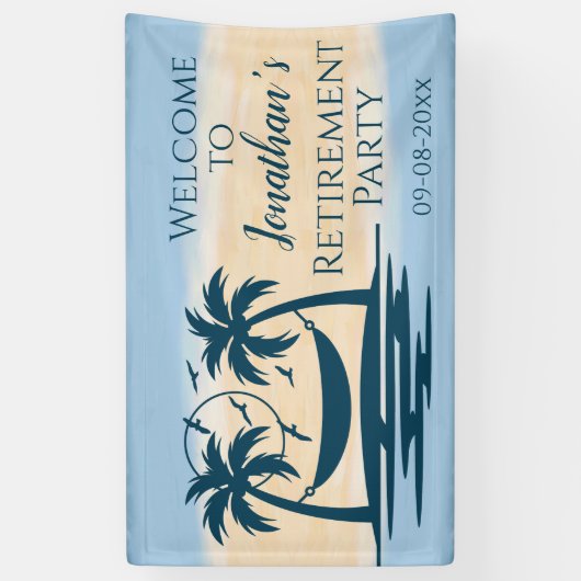 Uittredingsstrand palm Trees Hammock Party Welkom Spandoek (Verticaal)