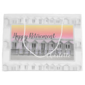 Uittredingsstrandhutten bij een zonsondergang grot groot cadeauzakje (Voorkant)