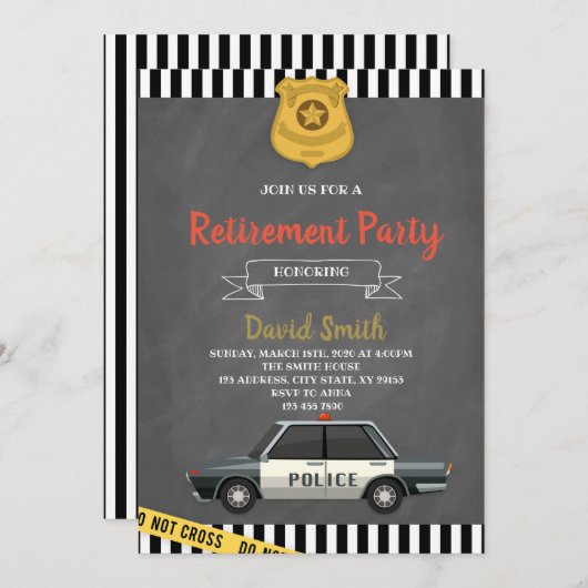 Uittredingsuitnodiging van de politie kaart (Voorkant / Achterkant)
