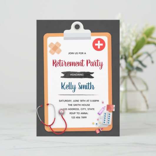 Uittredingsuitnodiging voor verpleegkundige kaart (Staand voorkant)