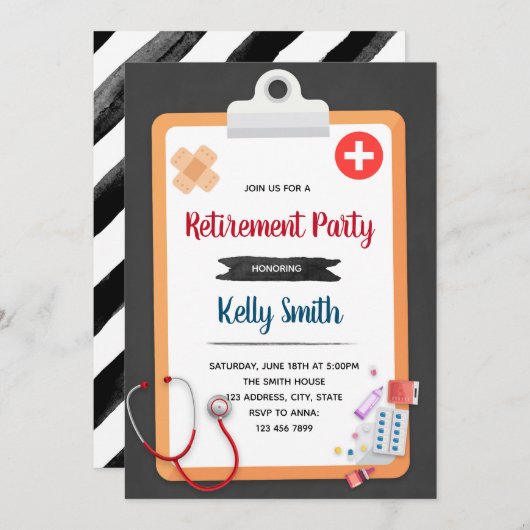 Uittredingsuitnodiging voor verpleegkundige kaart (Voorkant / Achterkant)