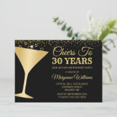 Uittredingsvergoeding Champagne Glass Gold Black Kaart (Staand voorkant)