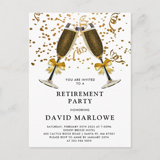 Uittredingsvergoeding Champagne Gold Glitter Confe Briefkaart (Voorkant)