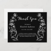Uitvaart  Bloemen Zwart Classic Bedankkaart (Voorkant / Achterkant)