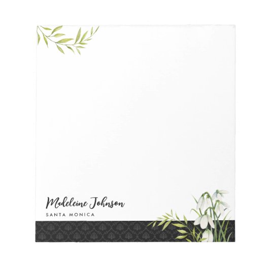 Uitvaart Classic Elegante Sneeuwklokjes Laurel Dam Notitieblok (Voorkant)