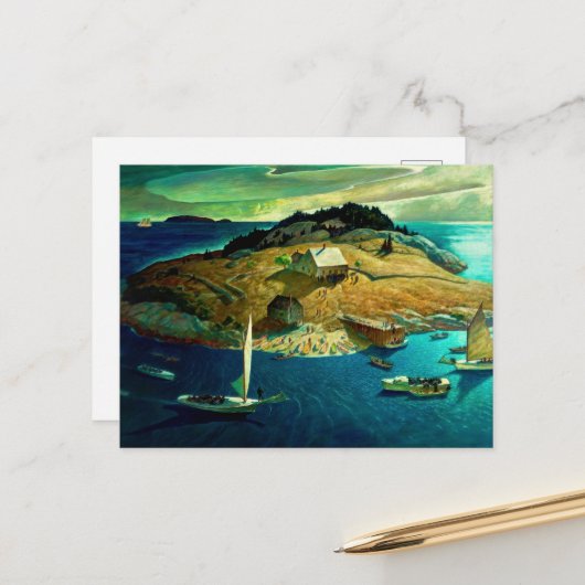 Uitvaart door Newell Convers Wyeth Feestdagenkaart (Voorkant / Achterkant in situ)