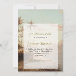 Uitvaart Foto Elegante Tropisch Eiland Palmboom Kaart