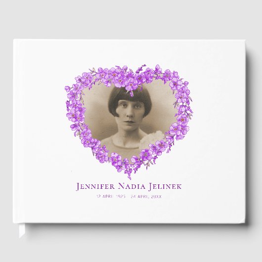 Uitvaart gastenboek vergeten-me-nots bloemen paars (Voorkant)