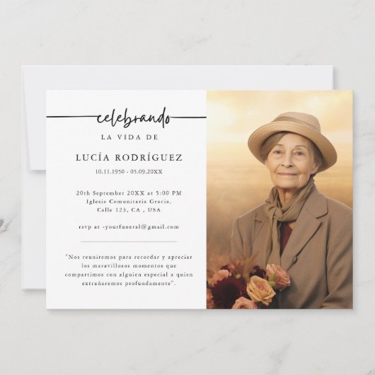 Uitvaart in het Spaans | Celebrando Memorial Foto Kaart (Voorkant)