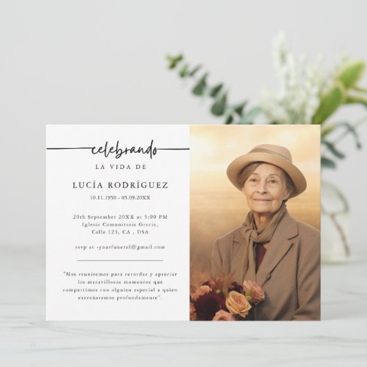 Uitvaart in het Spaans | Celebrando Memorial Foto Kaart (Staand voorkant)