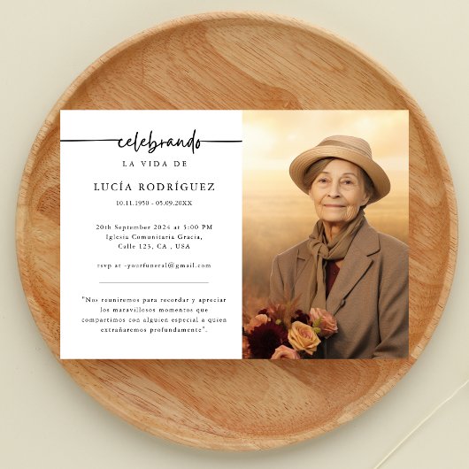 Uitvaart in het Spaans | Celebrando Memorial Foto Kaart
