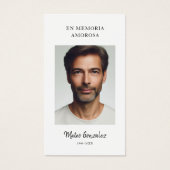 Uitvaart in het Spaans | En Memoria Foto Gebed Kaa Visitekaartje (Voorkant)