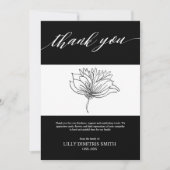 Uitvaart Memorial Black Floral Dank u kaart (Voorkant)