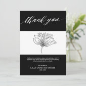 Uitvaart Memorial Black Floral Dank u kaart (Staand voorkant)